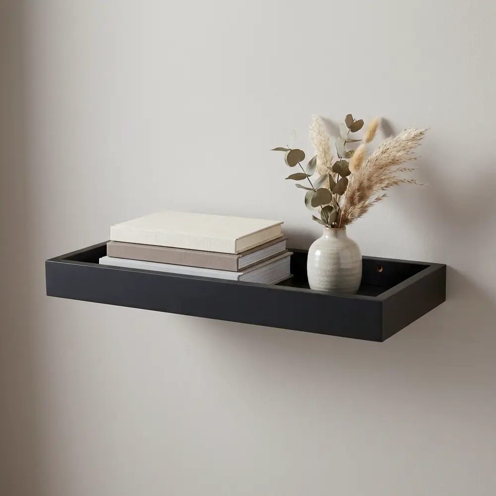 Настенная полка KONSENSA 40x15см со скрытым креплением МДФ цвет черный STLM-2069193