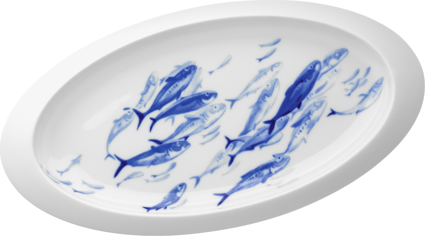 10577469 Hering Berlin Блюдо овальное Hering Berlin "Косяк рыб" "Океан" 33,5см Фарфор 