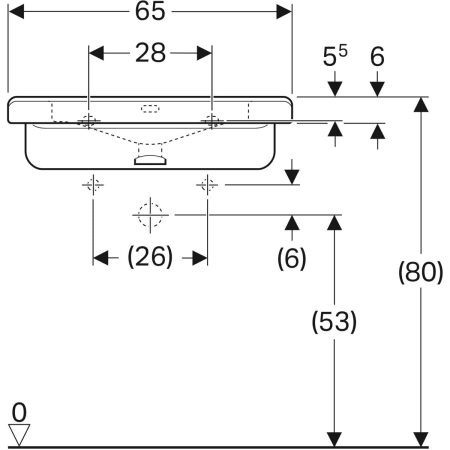 128666000 Раковина Geberit Renova Comfort Square, безбарьерная Geberit  - Вид №31