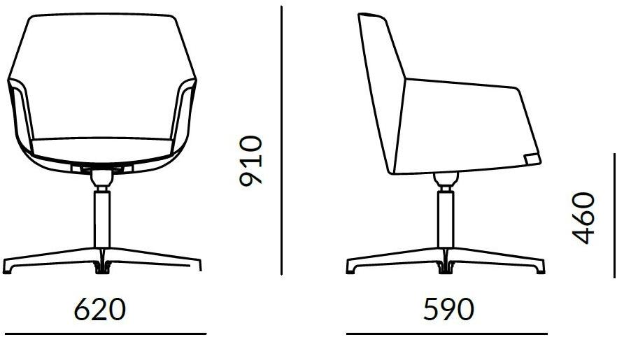 Quadrifoglio Поворотное кресло руководителя из ткани с 4-мя спицами и подлокотниками Dune sun-id-1507499 - Вид №2