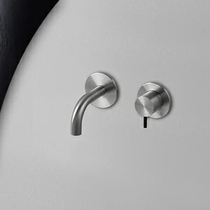 Смеситель для раковины сталь матовая с черной ручкой Toki Radomonte TKI17SCIL22