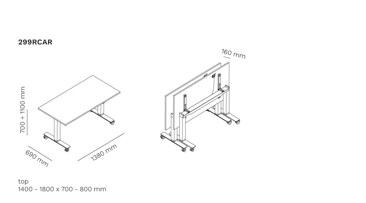 Прямоугольный складной стол на колесах Mara Follow ARCH-00130889 - Вид №5