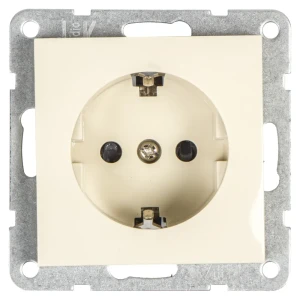Розетка LK Studio LK60, с заземлением, защитные шторки, цвет бежевый