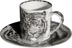 10640812 Taitu Чашка для эспрессо с блюдцем Taitu "Дикий нрав.Тигр" 100мл Фарфор костяной