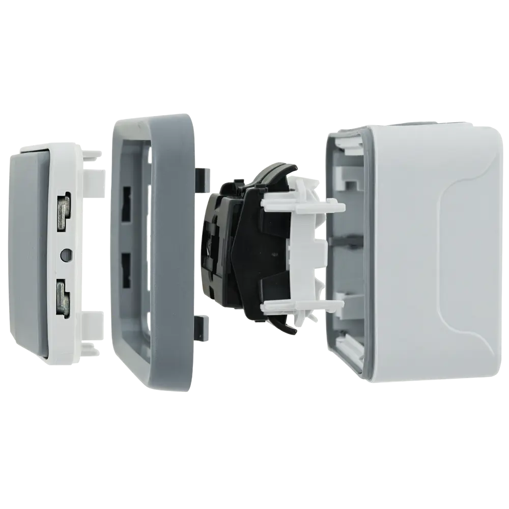 Переключатель Legrand Plexo 2 клавиши на 2 направления IP 55-IK 07, цвет серый STLM-2152695 - Вид №4