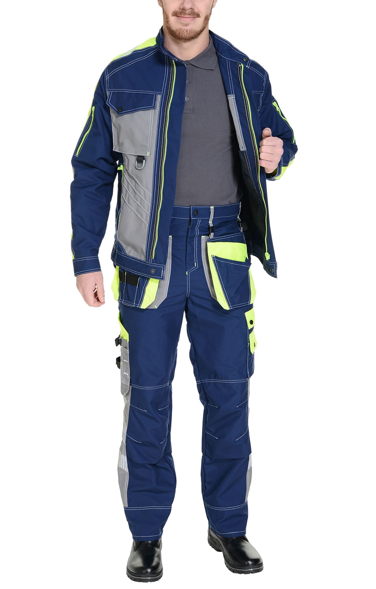 68842 Костюм "Прогресс" темно-синий с серым лимон  Летняя спецодежда  размер 48-50/170-176  - Вид №10