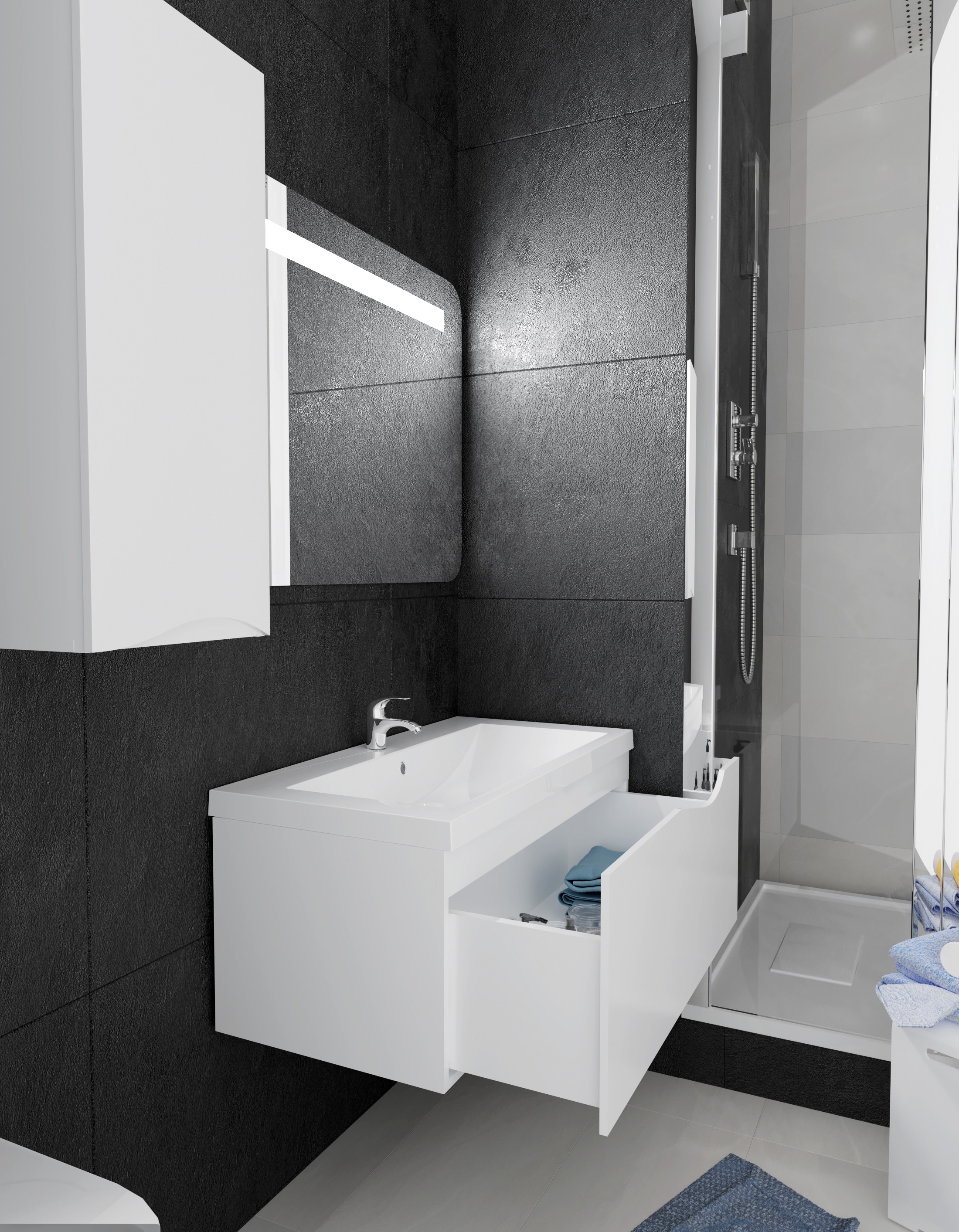 У57583 Тумба Этюд 75П 1в.я. Белый глянец 1 Marka Этюд  - Вид №2