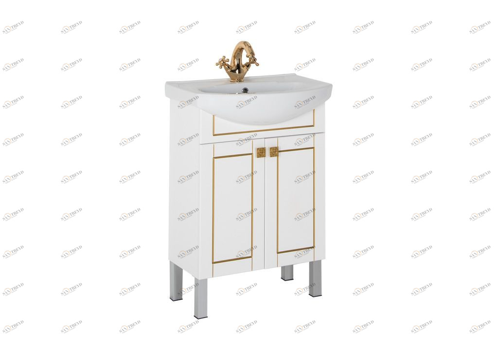 Тумба с раковиной Aquanet Честер 60 белый/золото 0018610400182641