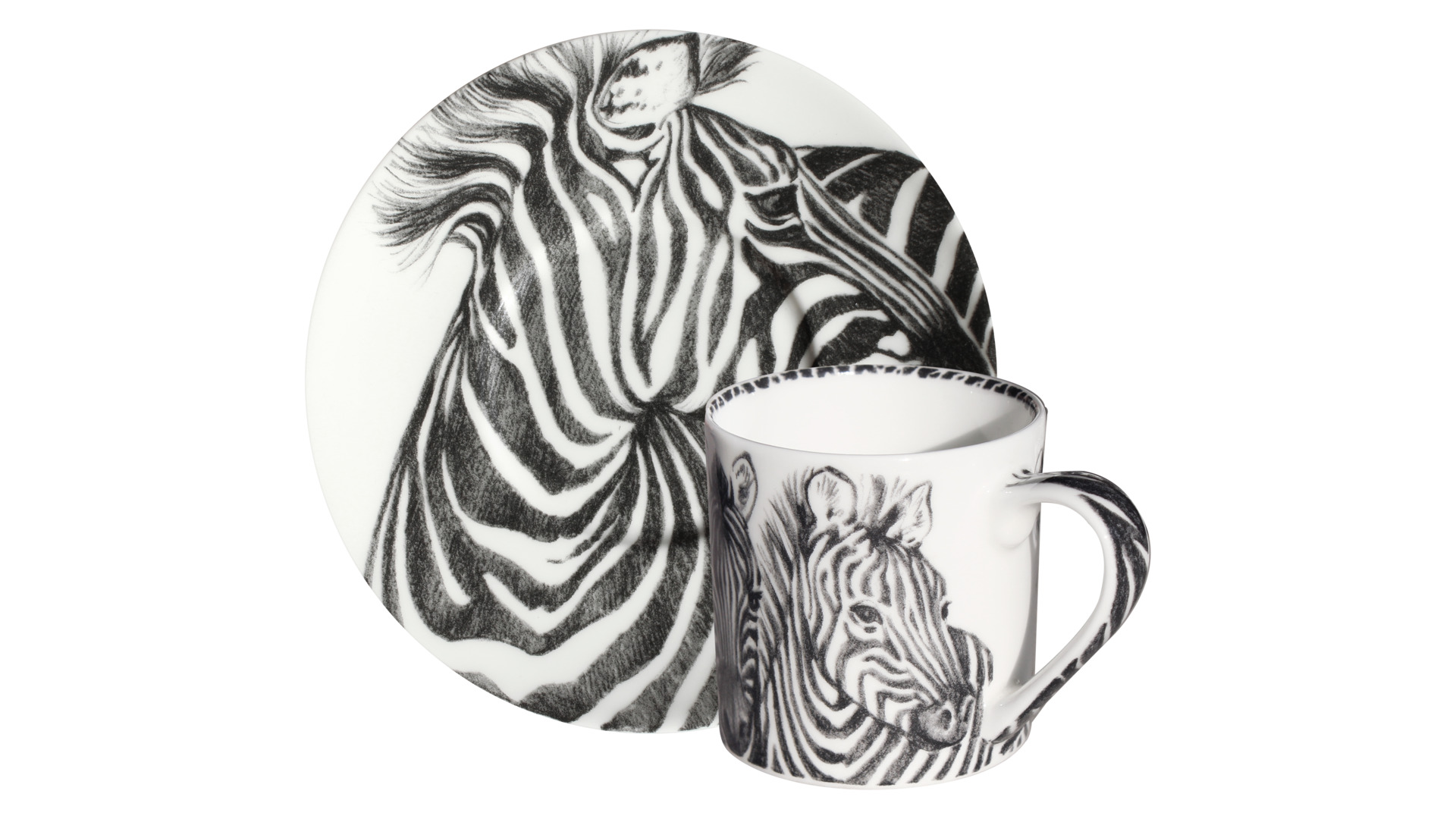 10640815 Taitu Чашка для эспрессо с блюдцем Taitu "Дикий нрав. Зебра" 100мл Фарфор костяной  - Вид №1