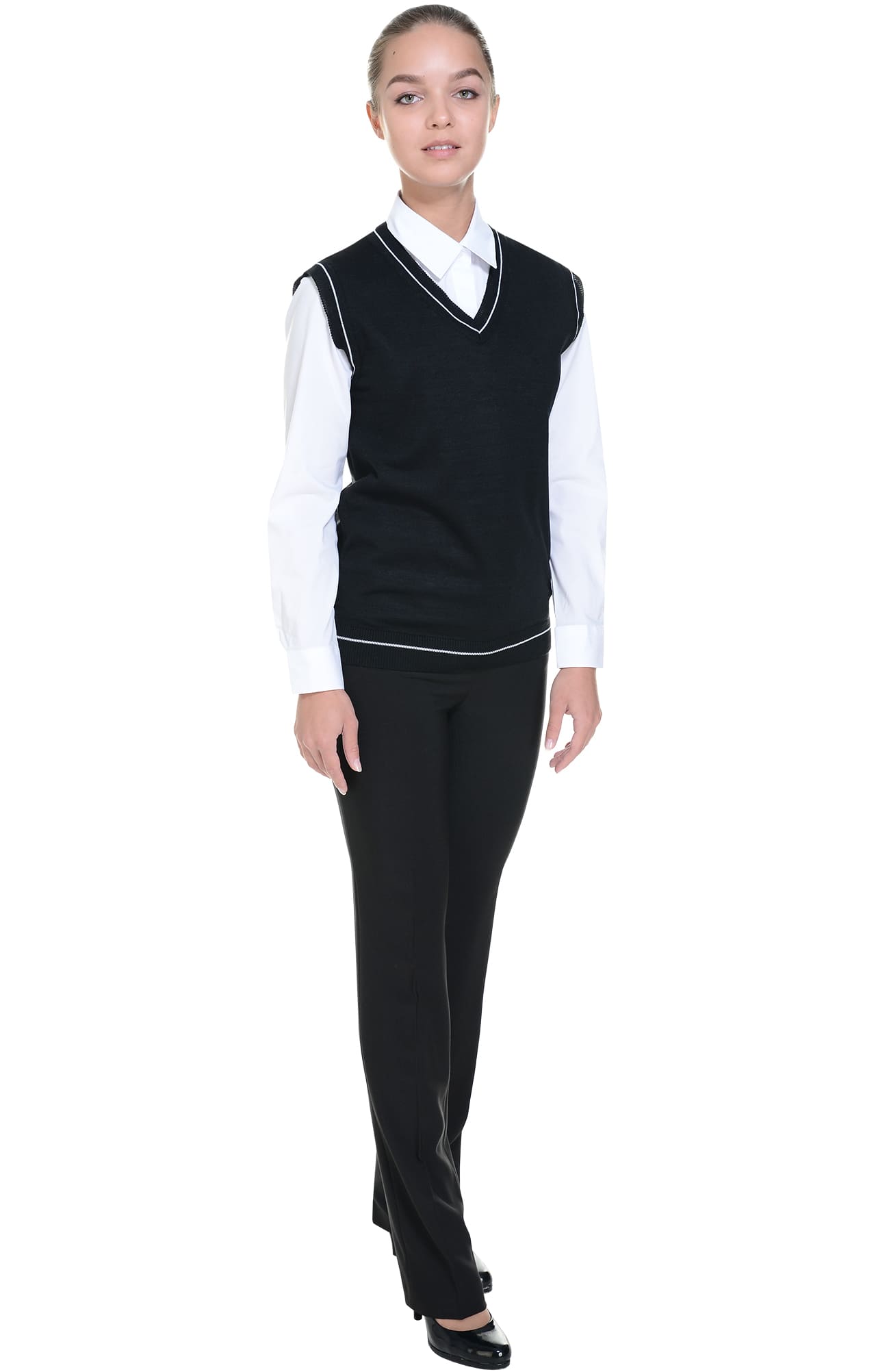 62517 Жилет трикотажный женский черный  Одежда для официантов  размер 48-50 Спецодежда  - Вид №4