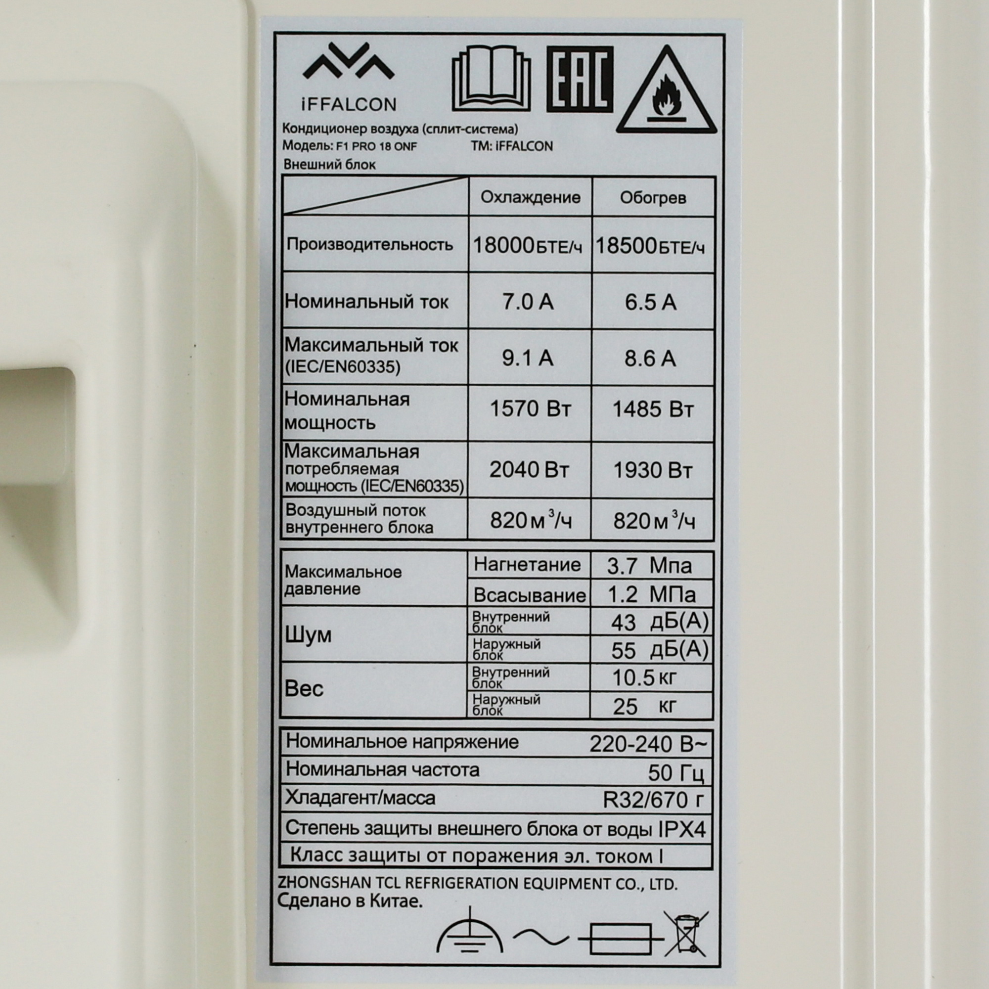 5499593 Кондиционер настенный сплит-система iFFALCON F1 PRO 18 ONF белый STDN-0101396 - Вид №7