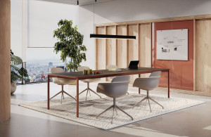 Прямоугольный стол из стали и дерева