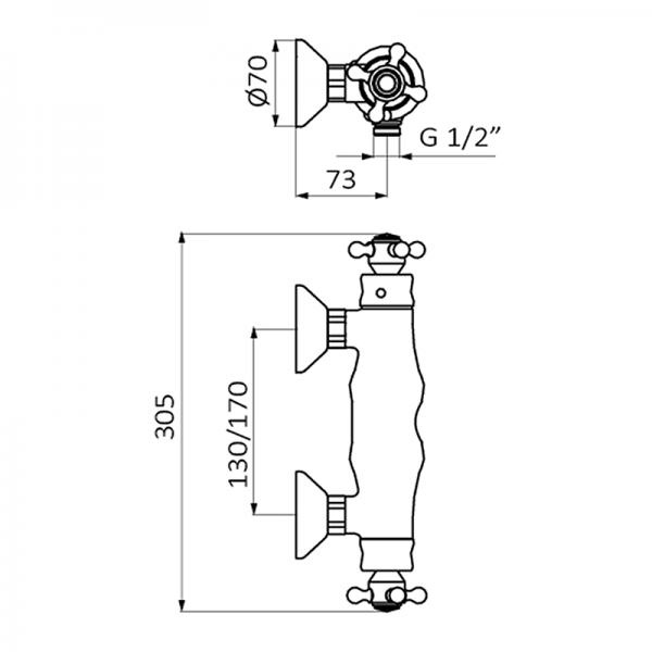 131199 PREMIUM Старый латунный 1866 термостатический душ Старая Латунь GRB MIXERS  - Вид №1