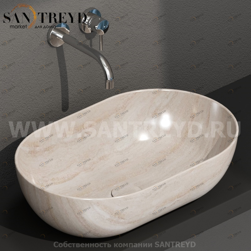 B6O54SB Накладная раковина на столешницу  овальная Ceramica Globo T-EDGE