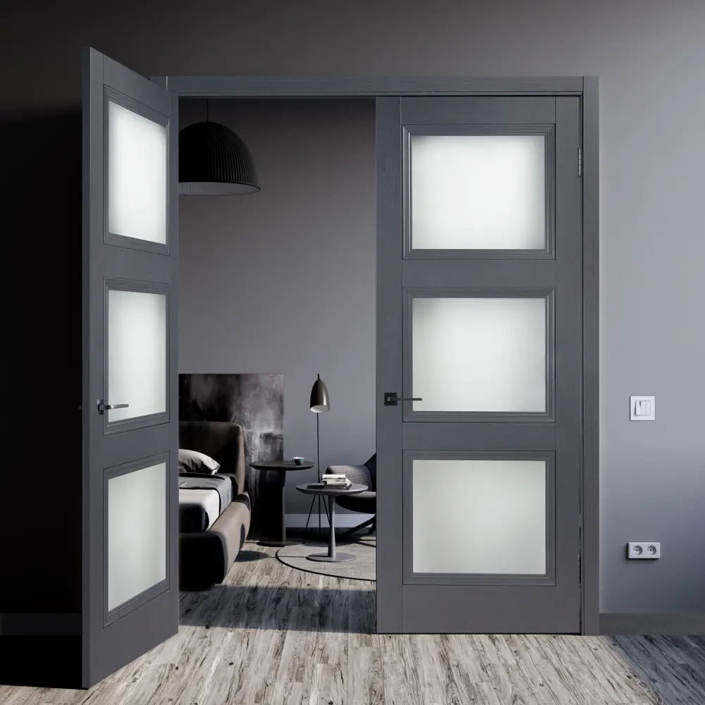 Дверь межкомнатная со стеклом трилло 80x200 см Hardflex цвет грей легно с замком и петлями 82347856 STLM-2031259 МАРИО РИОЛИ  - Вид №9