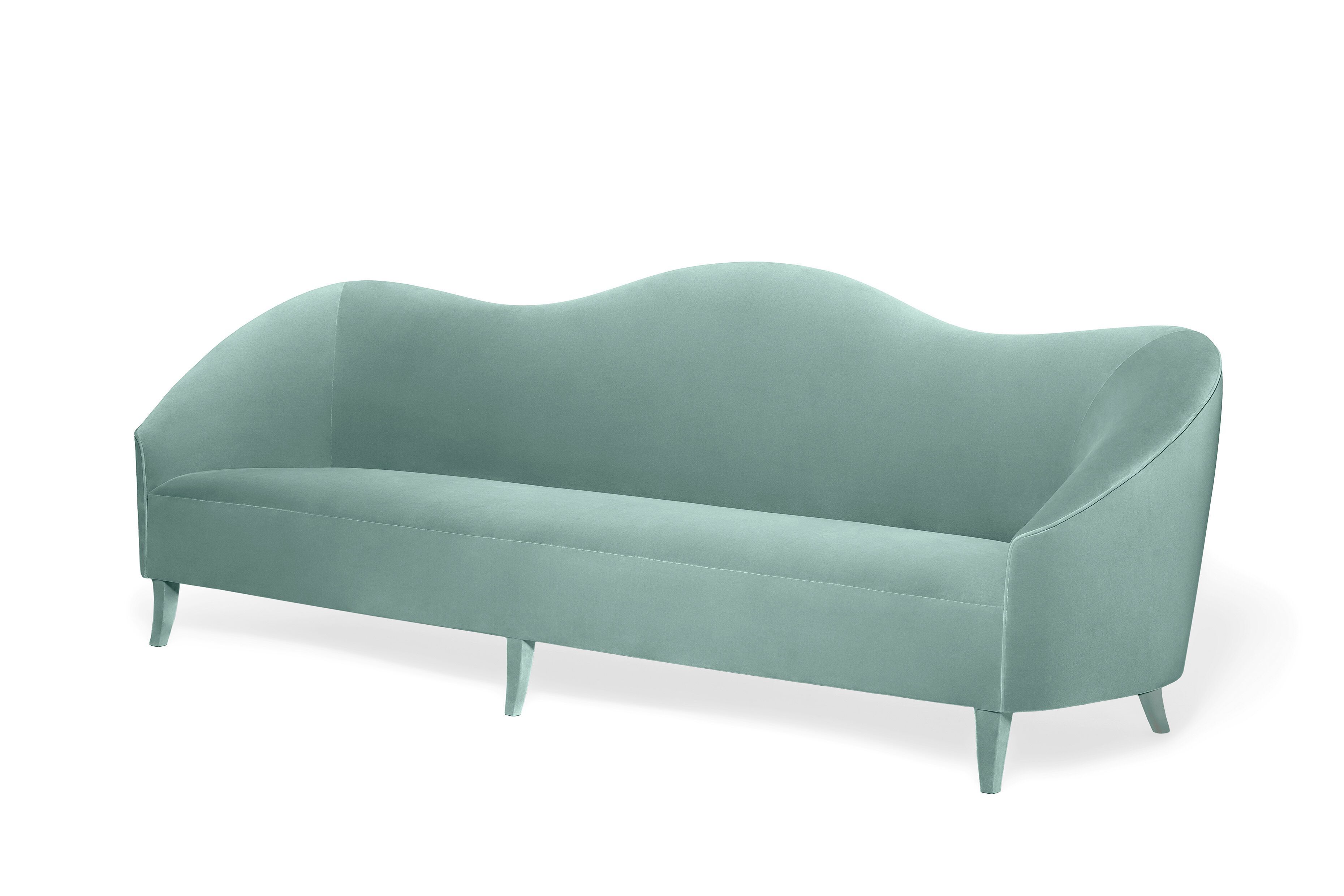 3-местный бархатный линейный диван Munna ROSIE ARCH-00049202 - Вид №2