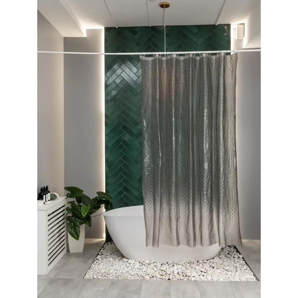 Штора для ванной с кольцами Swensa Cube 3D 180x200 см EVA цвет прозрачный STLM-2091154 - Вид №4