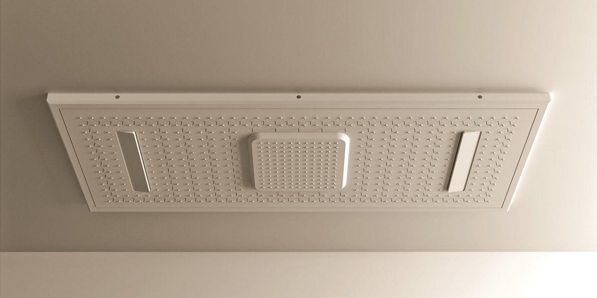 Moma Design Душевая лейка с доп.опциями Luce- Fibre SQUARE 1000 RAIN SHOWER белая Shower Wall SQSH07100OPTIONALLUCEFIBRE - Вид №2