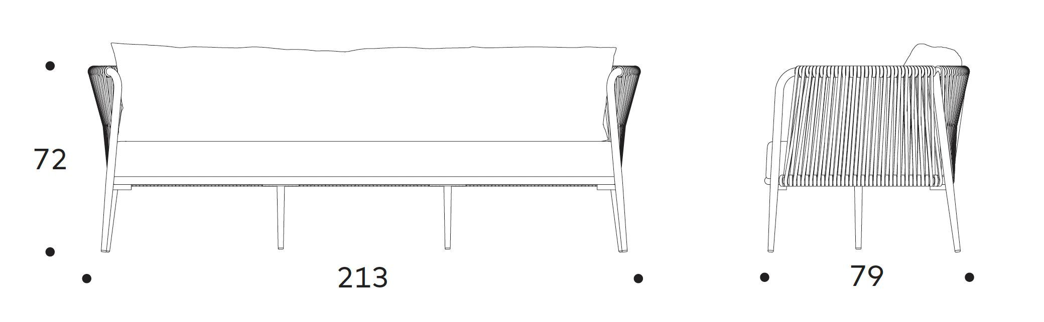 3-местный технический тканевый садовый диван Nodo Italia Eva ARCH-00127575 - Вид №4