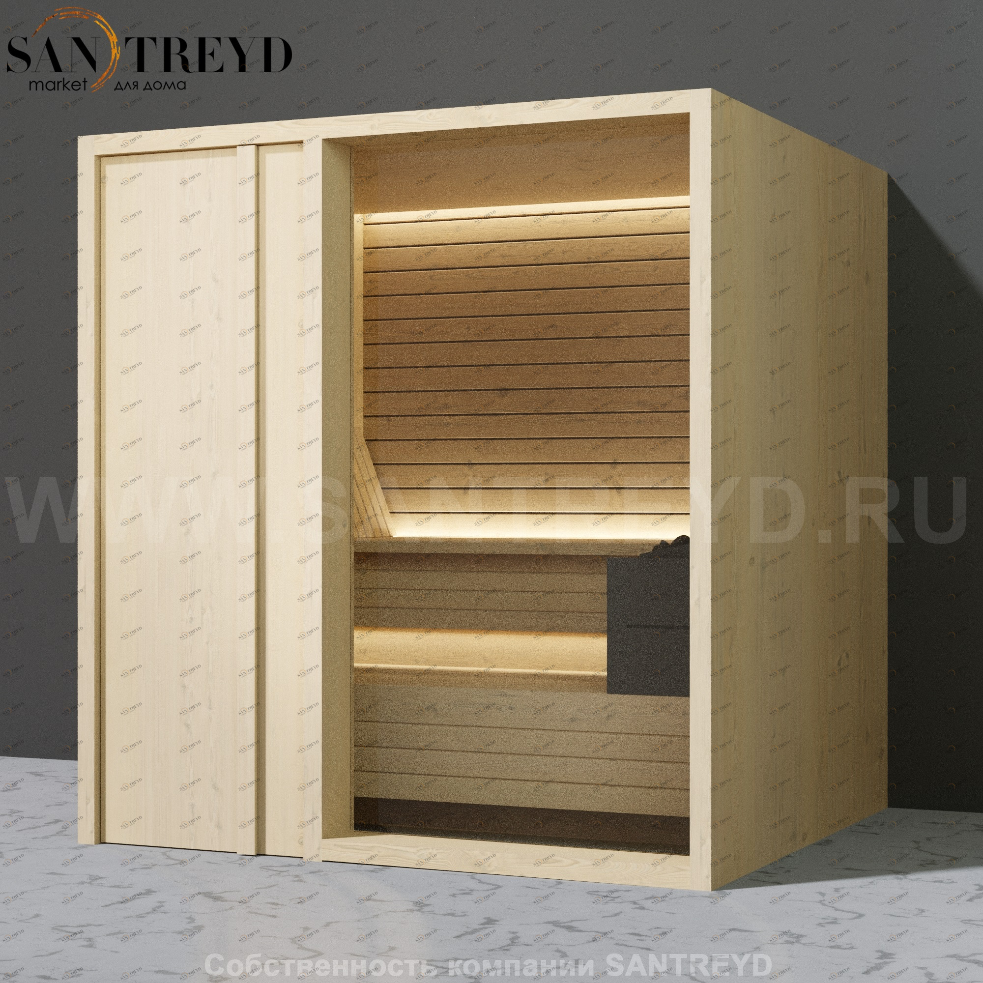 Effegibi YOKU.D80 SA.70200010 Сауна с левой дверью. Мощность: 8 кВт макс. Размеры: длина 202 см, ширина 180 см. Отделка: осина термообработанная SA70200010