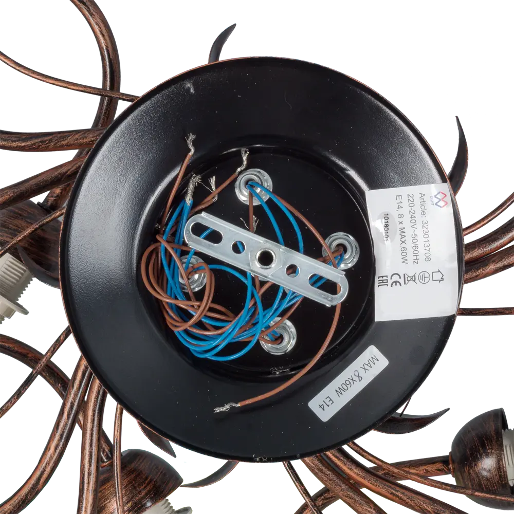 Люстра Аида 8xE14x60 Вт, металл/стекло, цвет чёрный/белый MW-Light STLM-2211276 - Вид №9