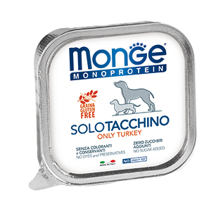 ПР0036651 Корм для собак Dog Monoproteico Solo паштет из индейки конс. 150г Monge