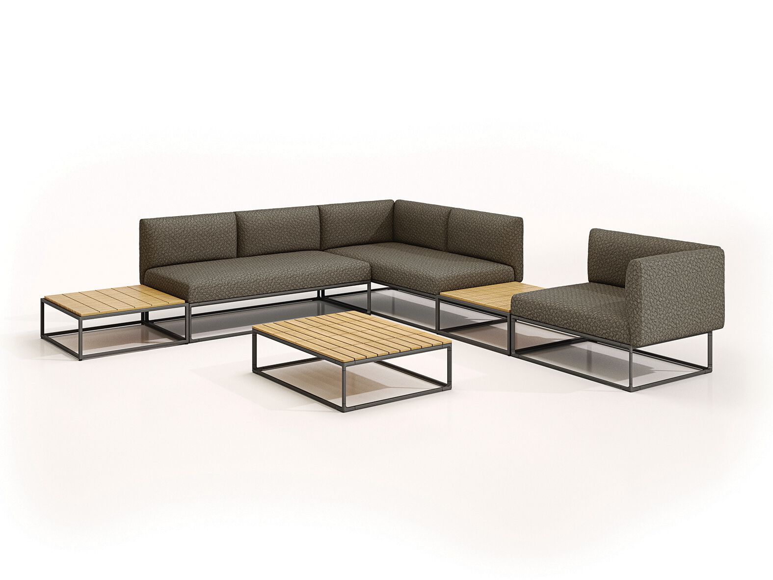 Алюминиевый и деревянный низкий квадратный садовый стол Gloster Maya ARCH-00001547 - Вид №1