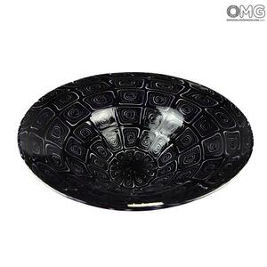 2513 ORIGINALMURANOGLASS Дутая чёрная вазочка - Dalla Valentina - муранское стекло - Original Murano Glass OMG 24 см