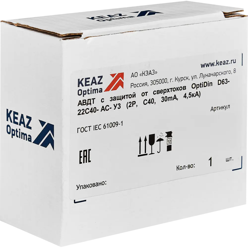 Дифференциальный автомат КЭАЗ Opti Din 40А с защитой от токов утечки 89206631 STLM-1119519 - Вид №4