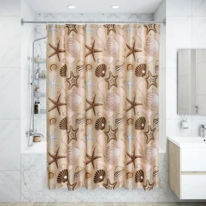 Штора для ванной комнаты «Seabed Sight» 180x180 см цвет бежевый