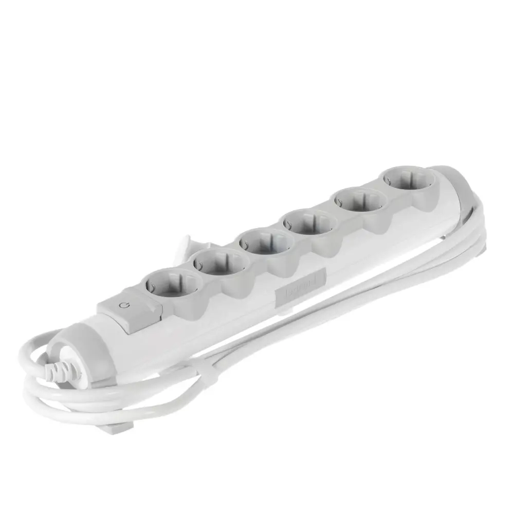 Удлинитель с заземлением Legrand 6 розеток 3 м, цвет серый STLM-2084944