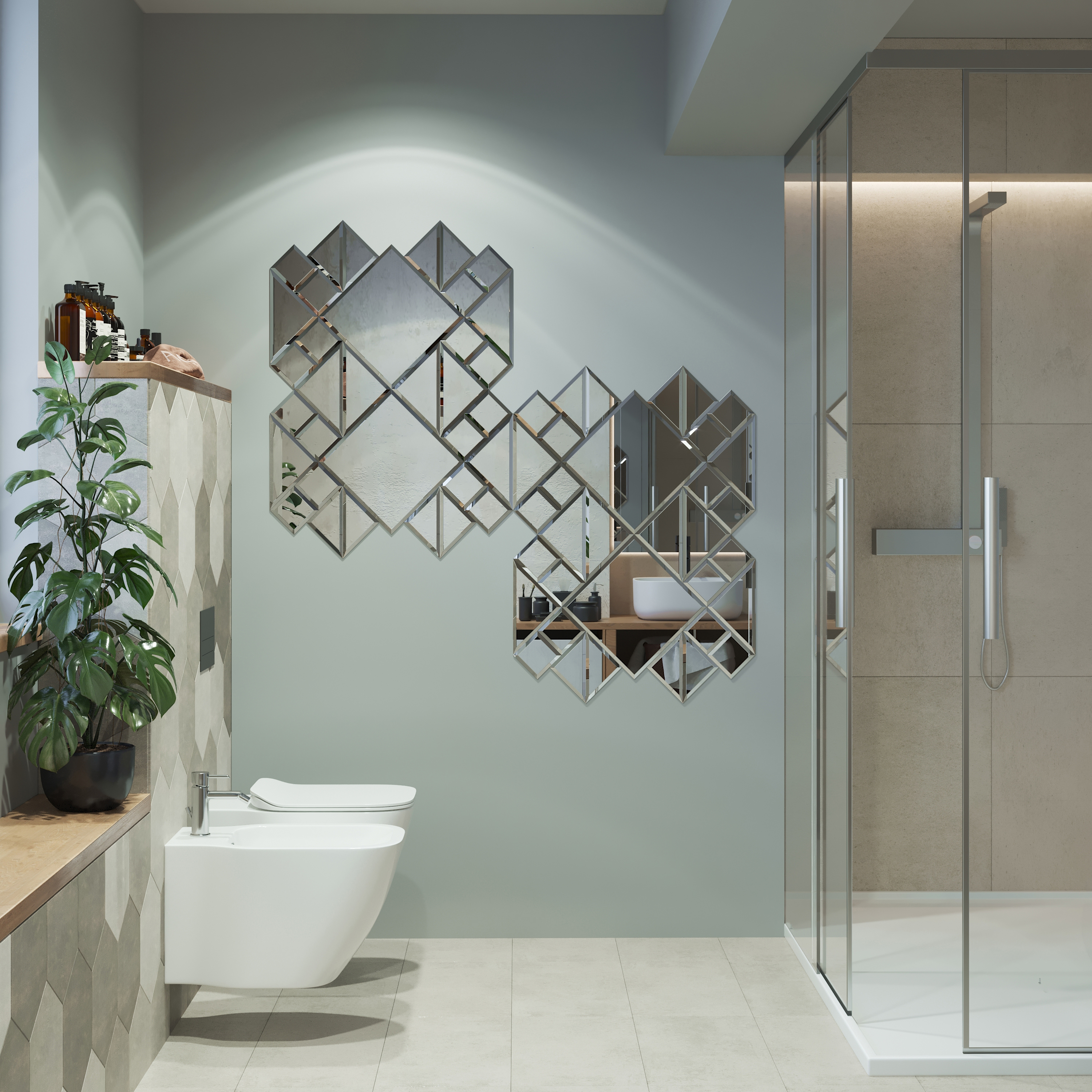 Зеркальная плитка SENSEA LM26 15x15 см серебристая 82360910 STLM-0025407