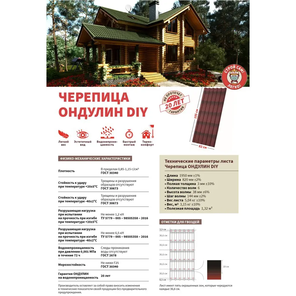 Черепица Ондулин DIY 3x820х1950 мм зеленый ONDULINE STLM-2199323 - Вид №9