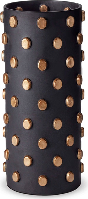 10614115 L’Objet Ваза 37см "Тео" (черная с позолотой) Керамика 