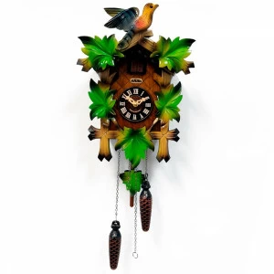 Часы настенные коричневые с зеленым с кукушкой Sars 8С SARS ПТИЦЫ 00-3967475 Зеленый;коричневый