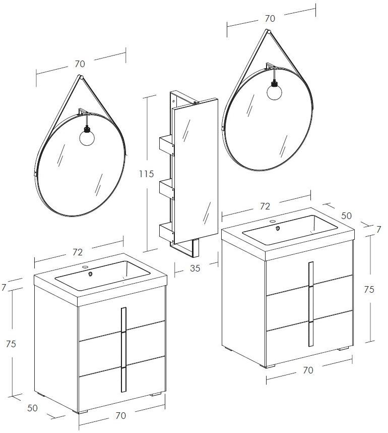 LEGNOBAGNO Двойная тумба под умывальник с ящиками Life sun-id-1377876 - Вид №4
