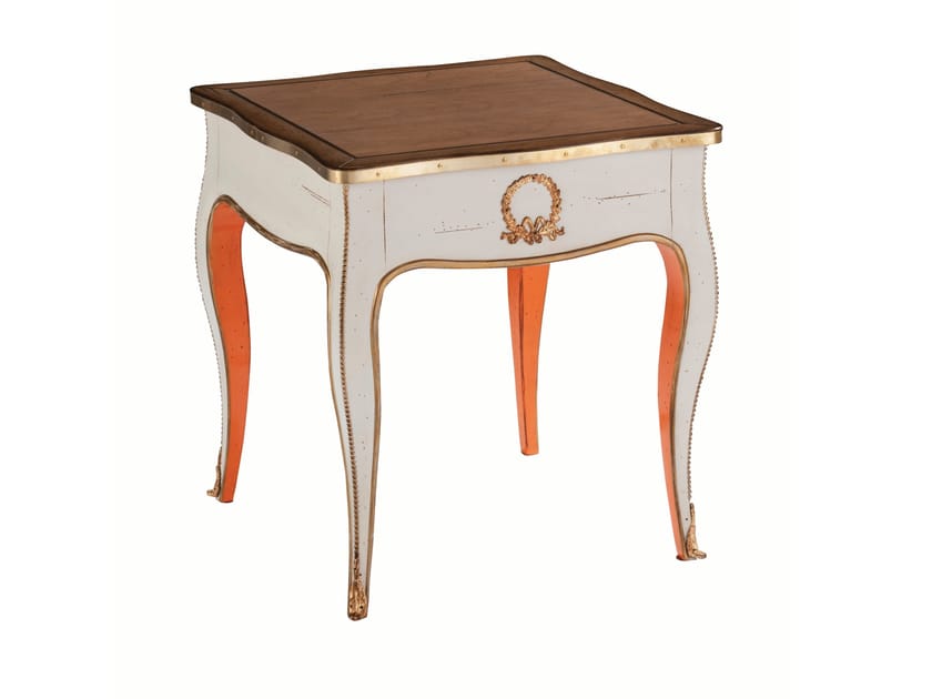 Высокий квадратный вишневый журнальный столик с отсеком для хранения ROCHE BOBOIS VOLUTES ARCH-00109398