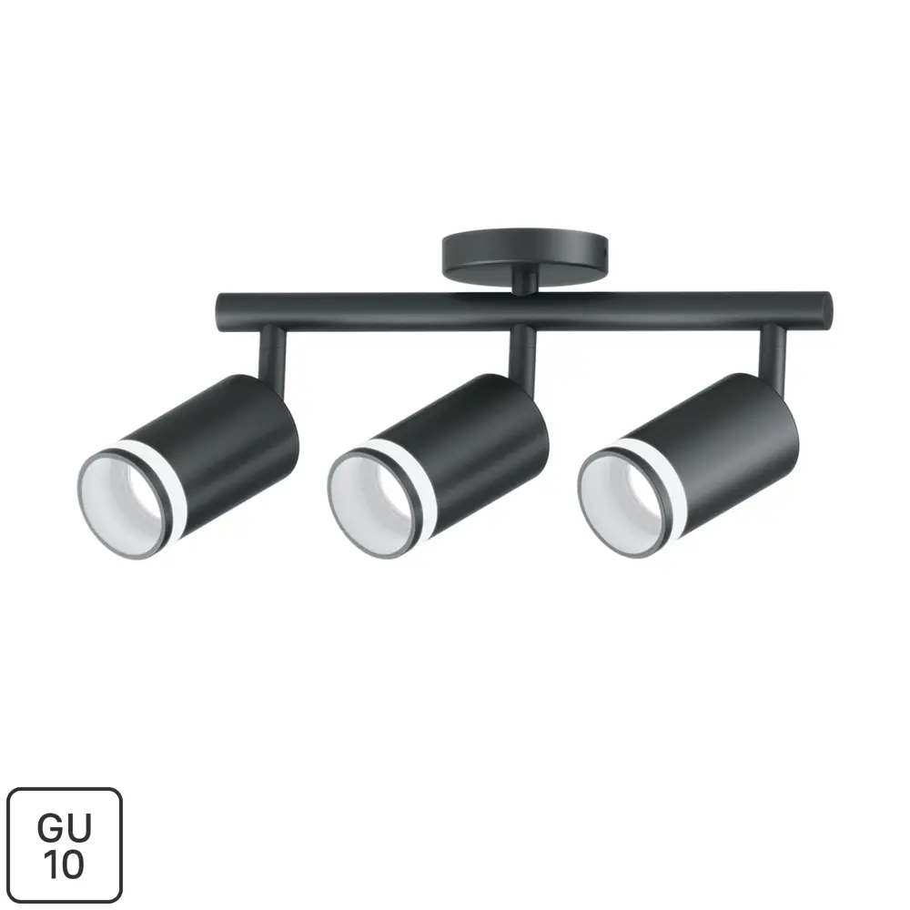 Спот поворотный Feron ML233 3 лампы GU10 6 м² цвет черный STLM-2115897