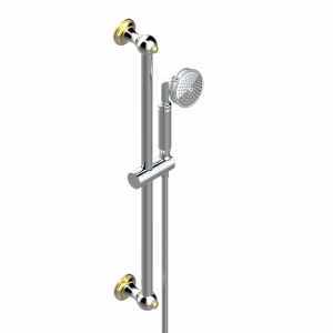 G75-58A Душ ручной стильный встраиваемый в стену, 60 cм штанга, шланг и крючок и без вывода для душа Thg-paris Charleston с рукоятками Хром/золото
