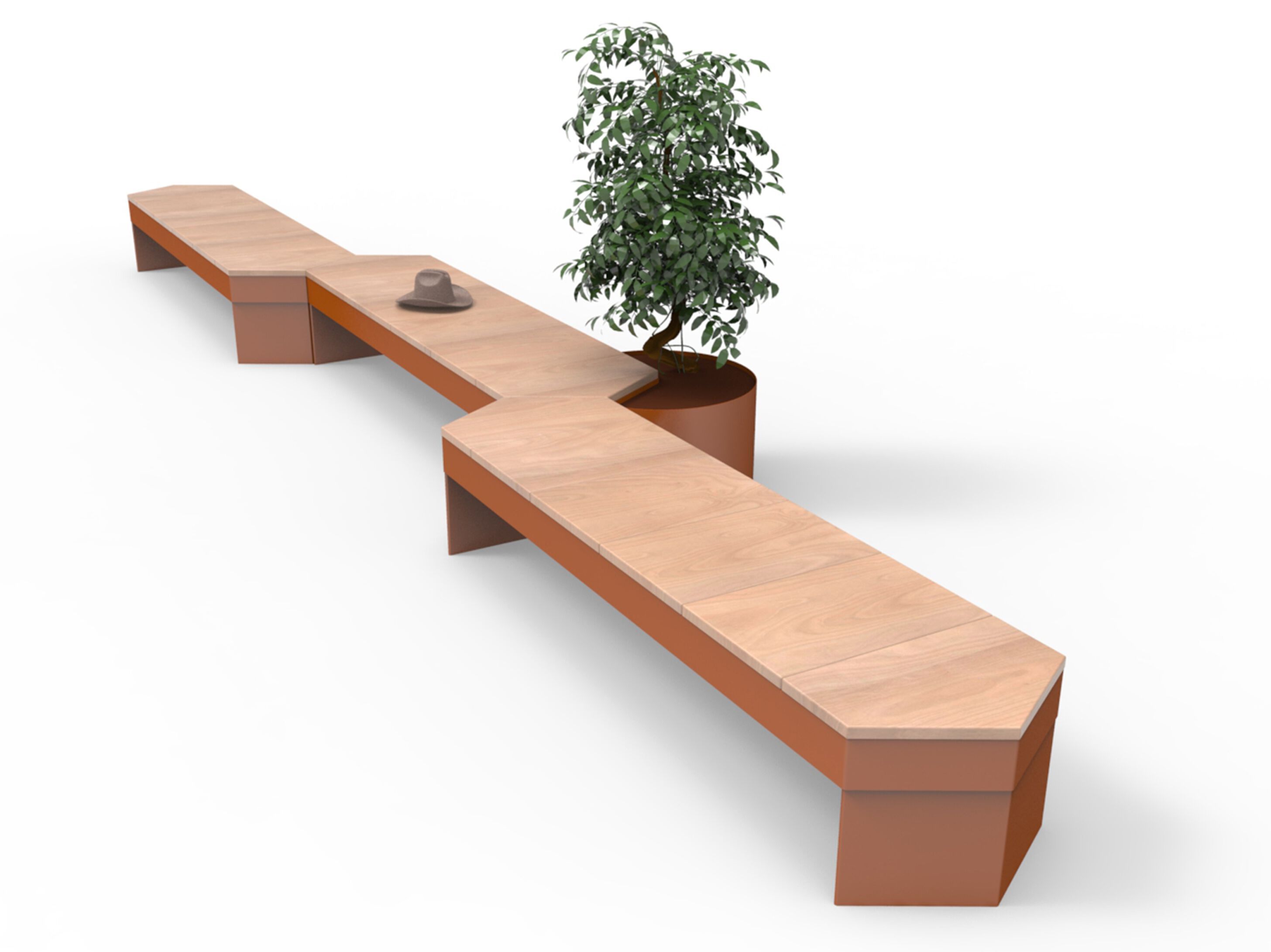 Модульная скамья из стали и дерева без спинки со встроенной плантатором CITYSì CRUISE ARCH-00037105