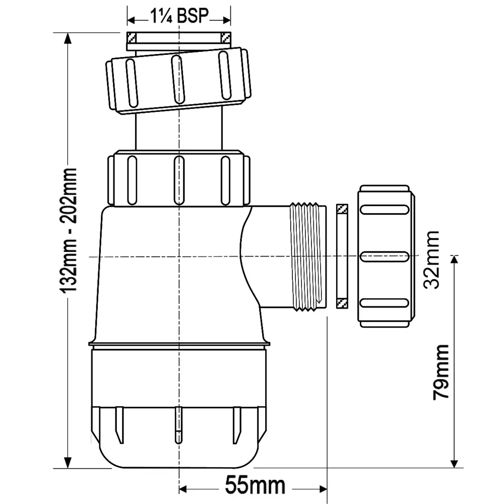 Сифон для раковины McAlpine без выпуска регулируемый по высоте ø32мм MRW2-NW STLM-2140183 - Вид №3