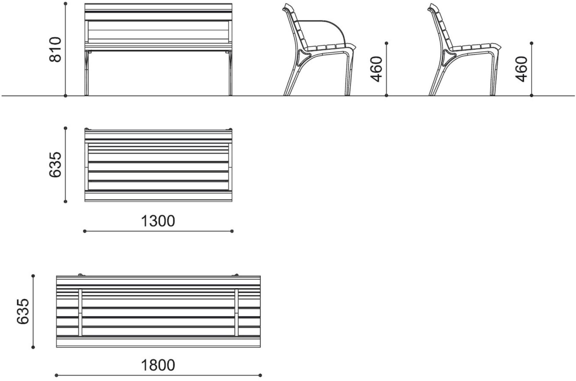 City Design Деревянная скамейка со спинкой Monet Monet 13, monet 18 - Вид №2