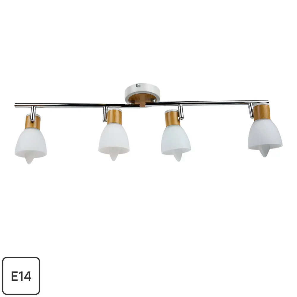 Спот поворотный Бутон на планке 4 лампы E14 8 м² цвет сосна TDM ELECTRIC STLM-2209588