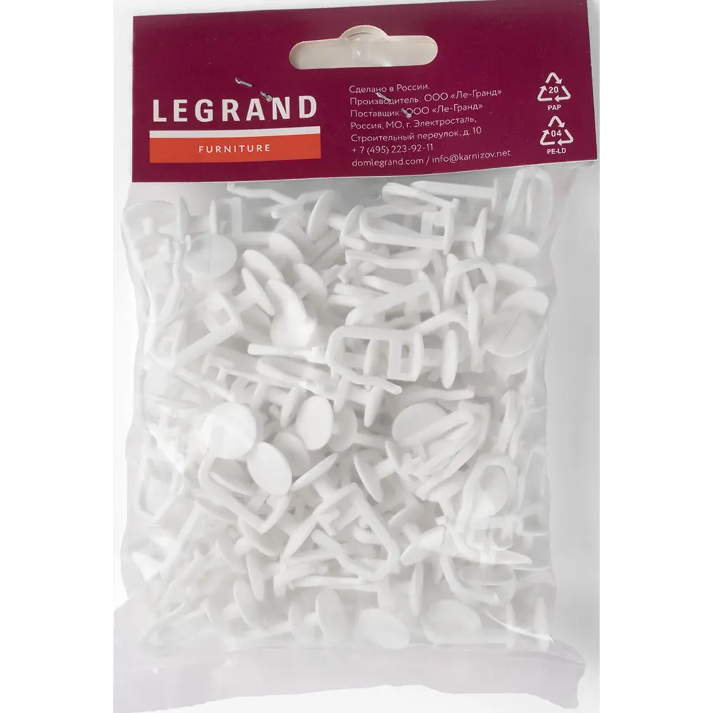 Крючки для штор DOMLEGRAND Кантри — прозрачные, 100 шт 89442411 STLM-1581690 - Вид №1