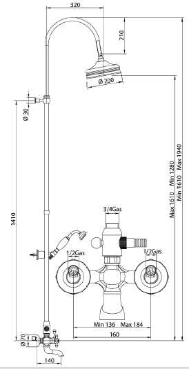 666920PN06 Душевая система Bandini Antica Santreyd - Вид №2