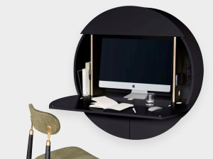 Деревянный подвесной письменный стол для ПК с откидными дверцами