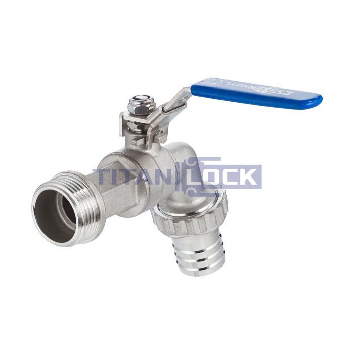 Кран шаровый водоразборный со штуцером, резьба BSP 3/4", нерж.сталь, TL75BCV TITAN LOCK  - Вид №2