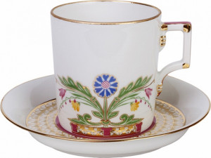 10595943 Императорский фарфоровый завод Чашка чайная с блюдцем ИФЗ "Замоскворечье" 230мл, ф.Гербовая Фарфор твердый