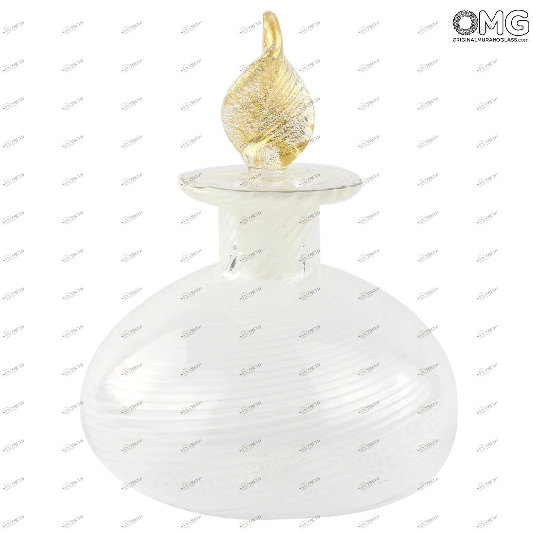 3790 ORIGINALMURANOGLASS Белый флакон для духов с филигранью из муранского стекла - OMG  см 