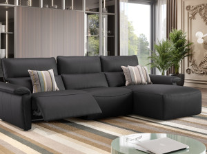 Кожаный диван с полуостровом